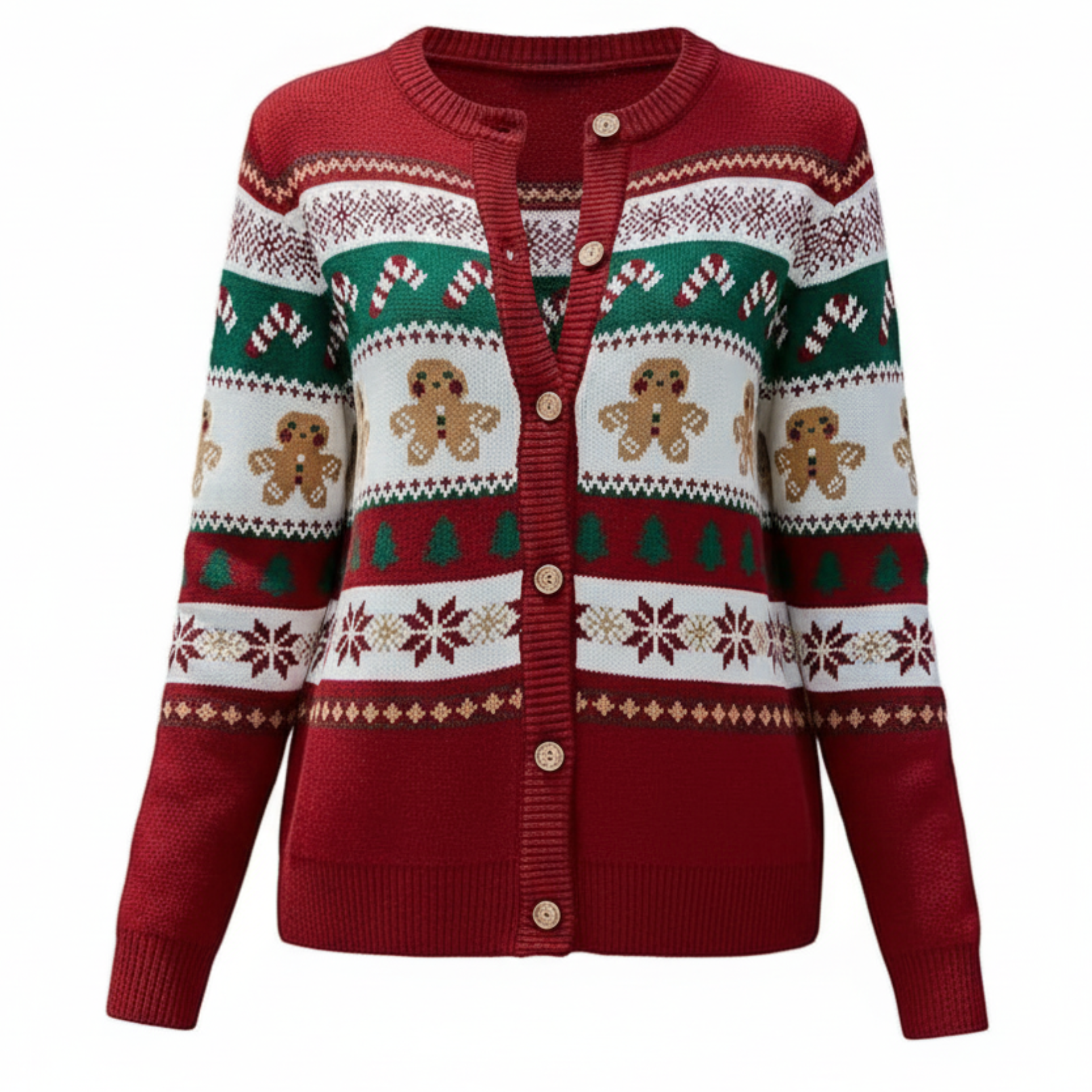 Women Zipper Knitted Christmas Ugly Sweater