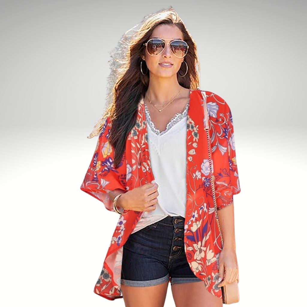 Womens Summer Kimono Cardigan Floral Beach Cover Up Casual Jacket Shirt