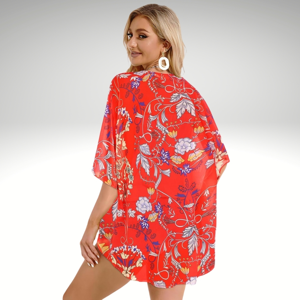 Womens Summer Kimono Cardigan Floral Beach Cover Up Casual Jacket Shirt