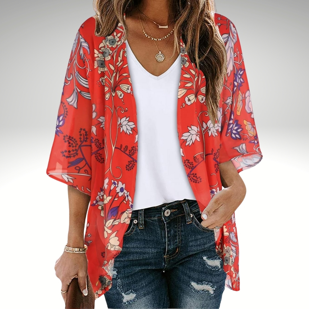 Womens Summer Kimono Cardigan Floral Beach Cover Up Casual Jacket Shirt