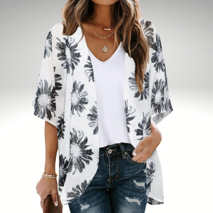 Womens Summer Kimono Cardigan Floral Beach Cover Up Casual Jacket Shirt