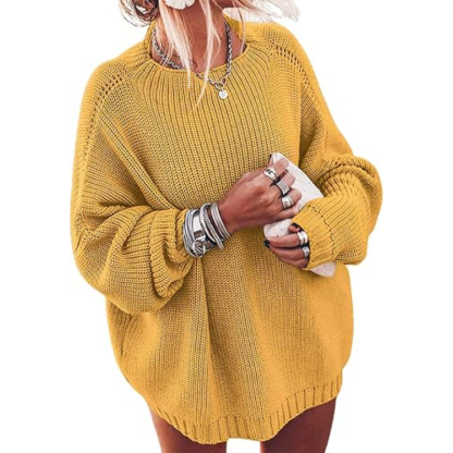 Womens Oversized Batwing Sleeve Mock Neck Pullover Sweater