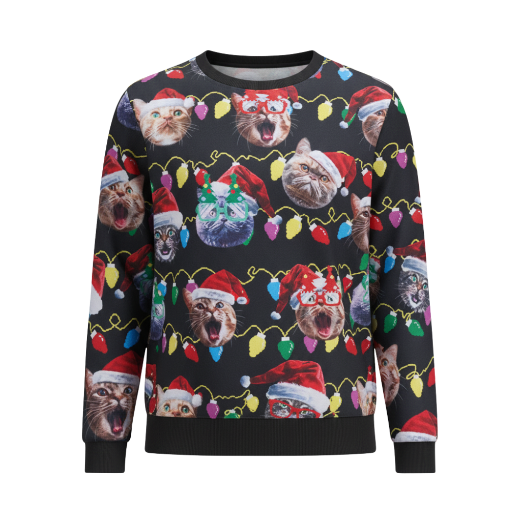 Long Sleeve Graphic Print Ugly Christmas Sweater