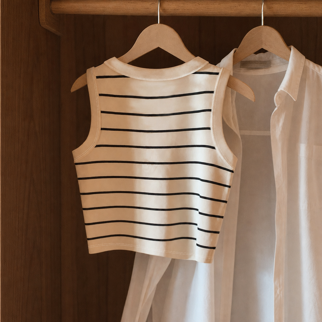 Pack Of 2 Casual Versatile Striped Vest Set For Women