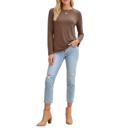 Women’s Plus Size Long Sleeve Crewneck Casual Basic Fall Spring Top