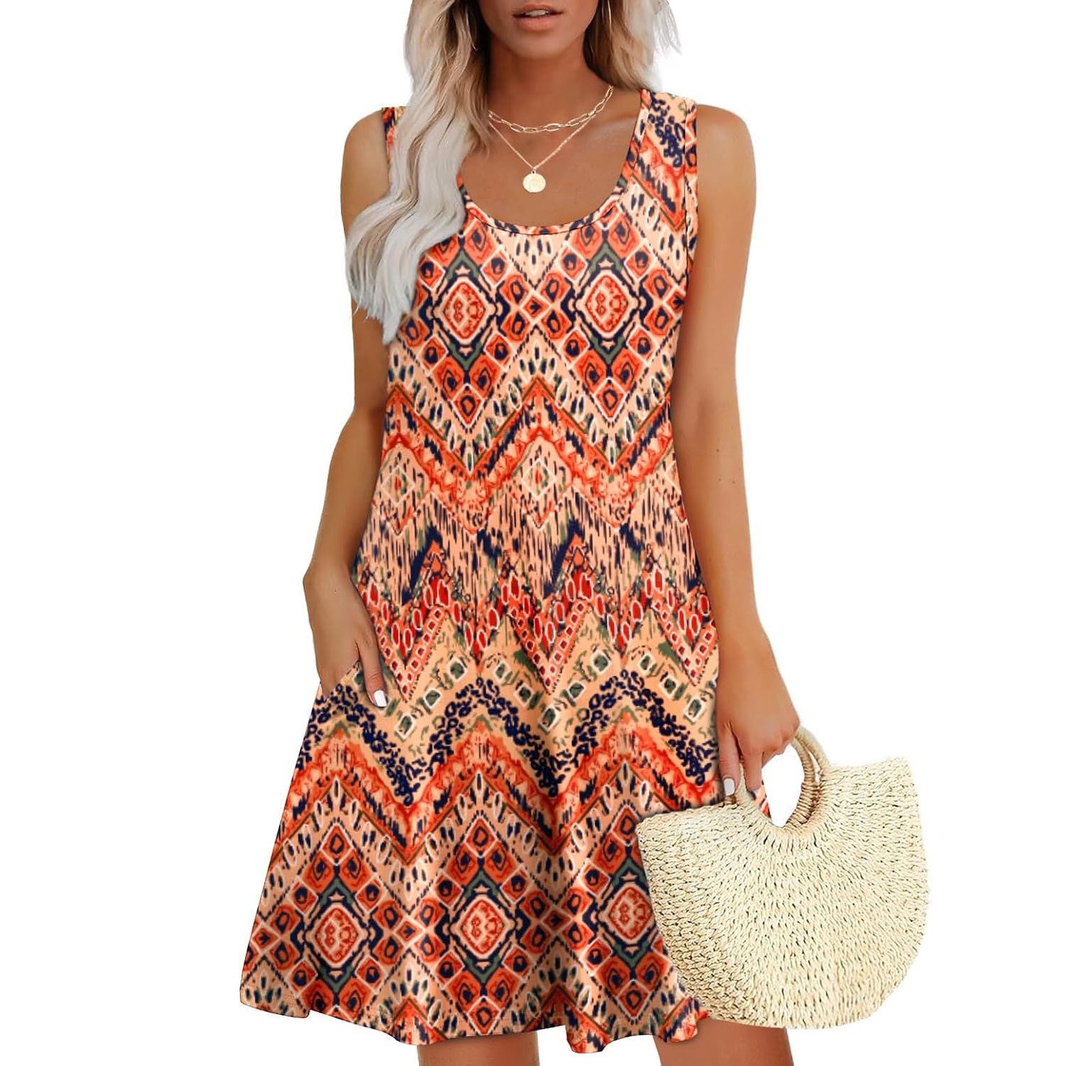 Casual Sleeveless Summer Dress With Pockets For Women