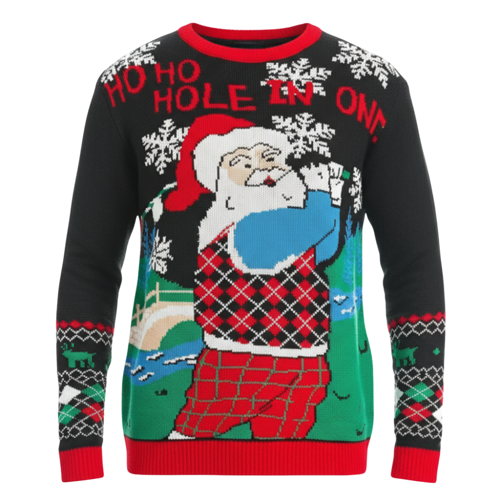 Ugly Christmas Sweater With Santa Design Print