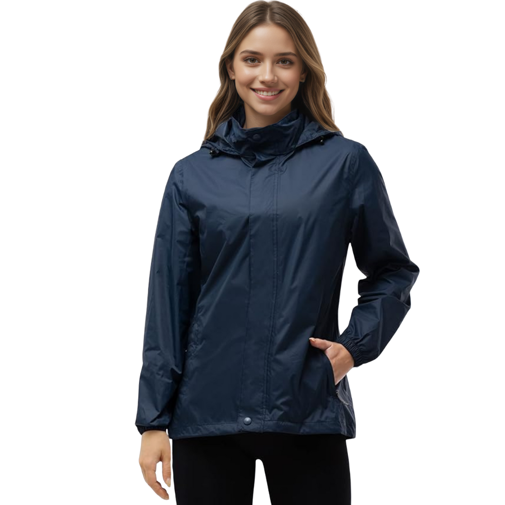Women Waterproof Packable Rain Jacket with Hood for Travel