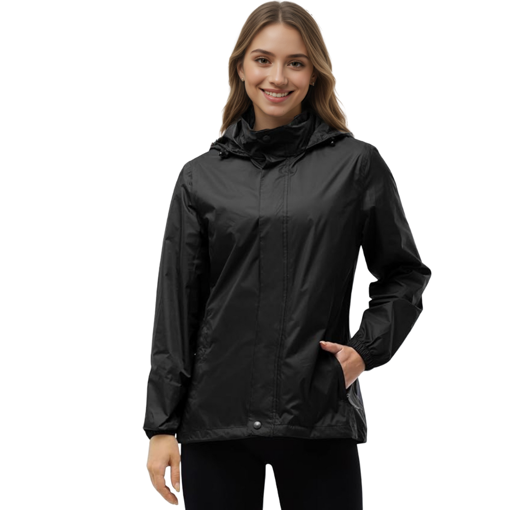 Womens Waterproof Packable Rain Jacket with Hood for Travel