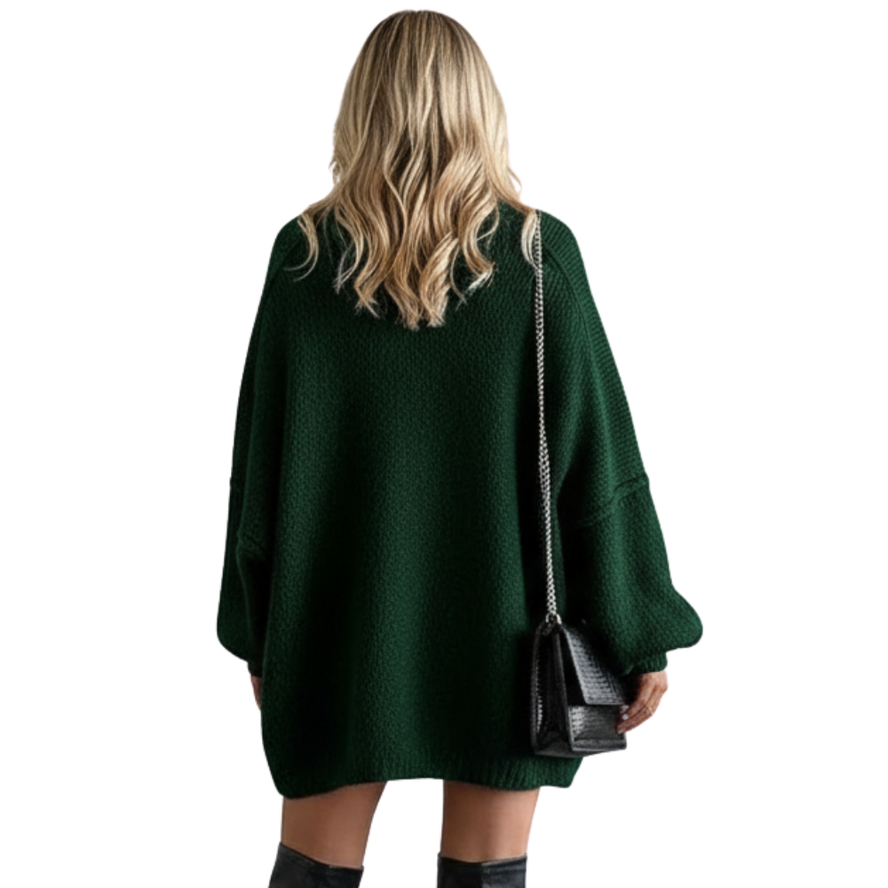 Oversized Open Front Lantern Sleeve Cardigan