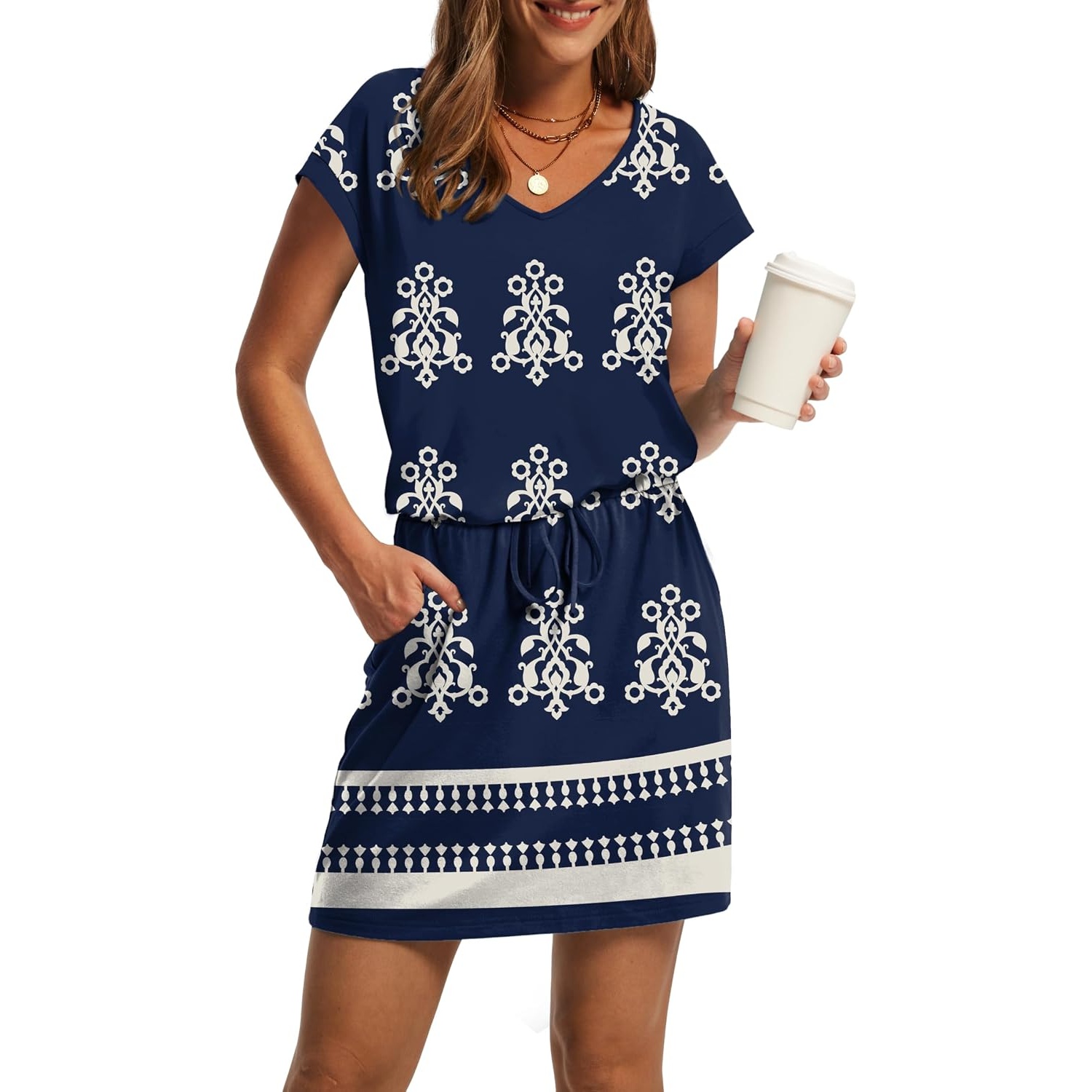Casual Mini Summer Dress With Pocket For Women