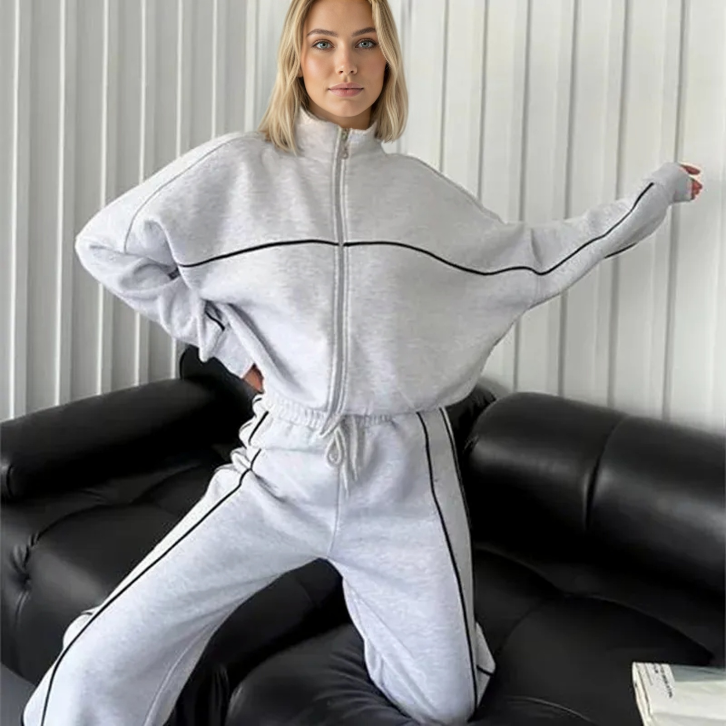 Zip Up Oversized Jogger Tracksuit Set