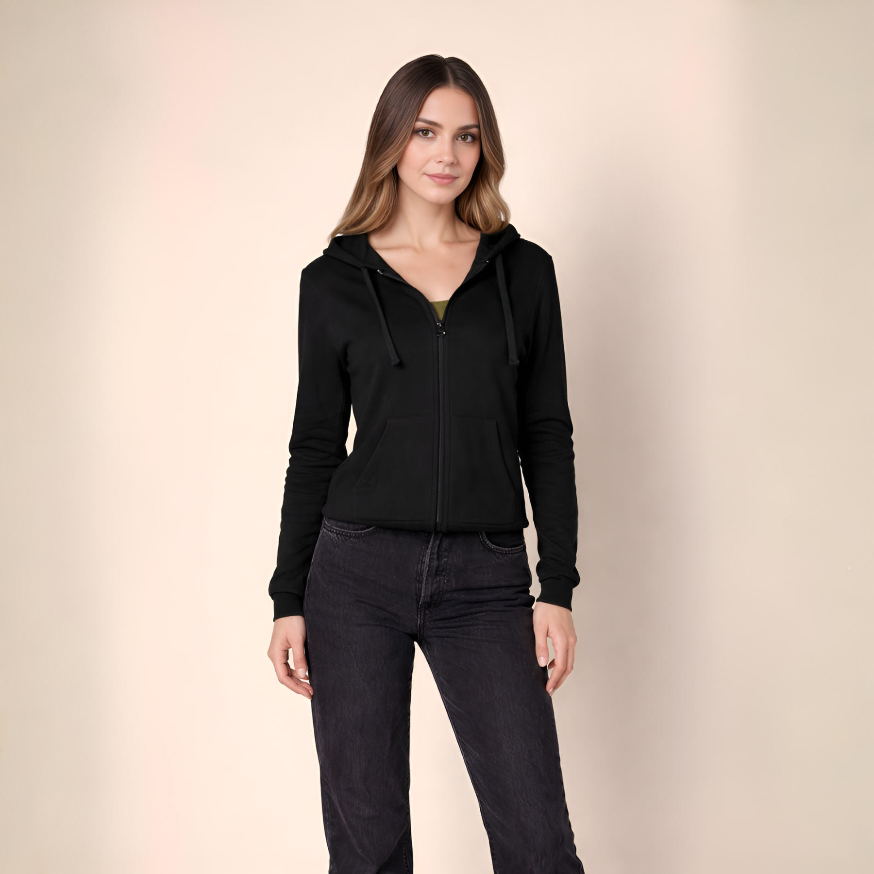 Full Zip Fleece Hoodie For Women