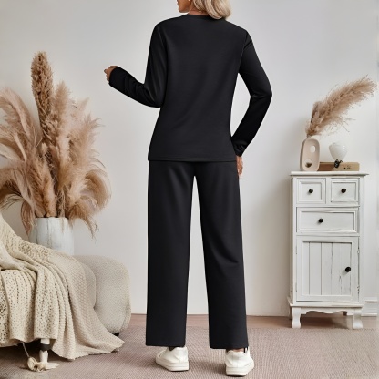 Two Piece Lounge Sets For Women With Comfortable Sweatshirt And Wide Matching Pants