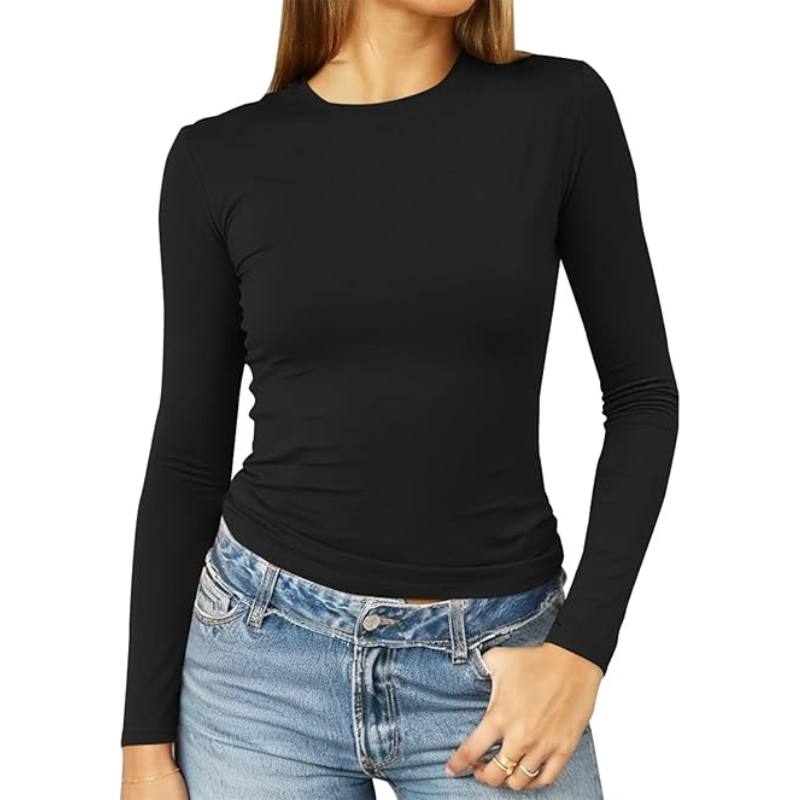 Women’s Trendy Long Sleeve Crop Top Tight Fit Casual Wear