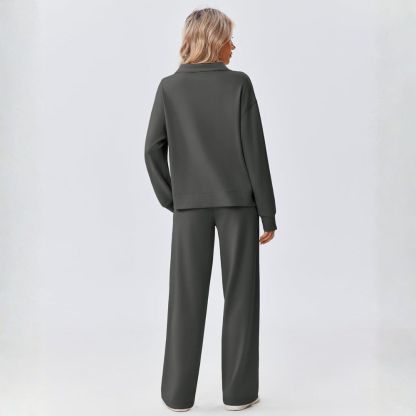 2 Piece Sets for Women 1/2 Zip Sweatsuit Loose Fit Straight Leg Pants