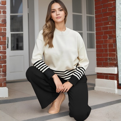 Two Piece Lounge Sets For Women With Knitted Pullover Sweater And Matching Pants