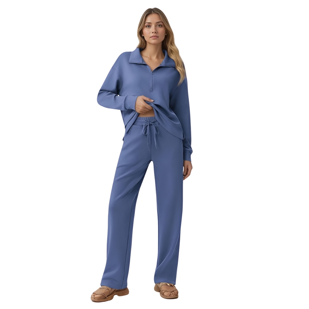 Two Piece Half Zip Sweatsuit With Loose Fit Outfit For Women