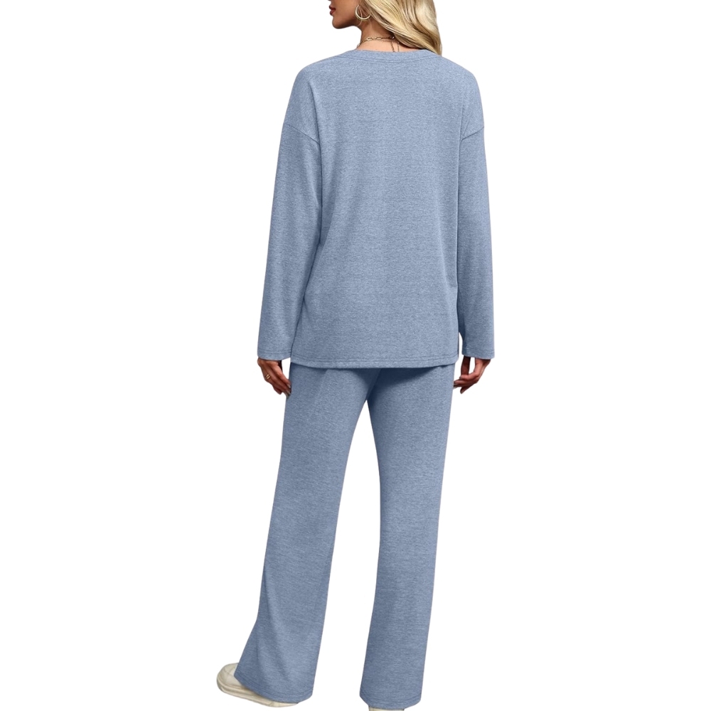Two Piece Lounge Sets For Women With Button Sweatsuit Top Parts And Matching Pants