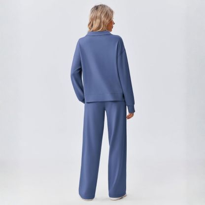 2 Piece Sets for Women 1/2 Zip Sweatsuit Loose Fit Straight Leg Pants