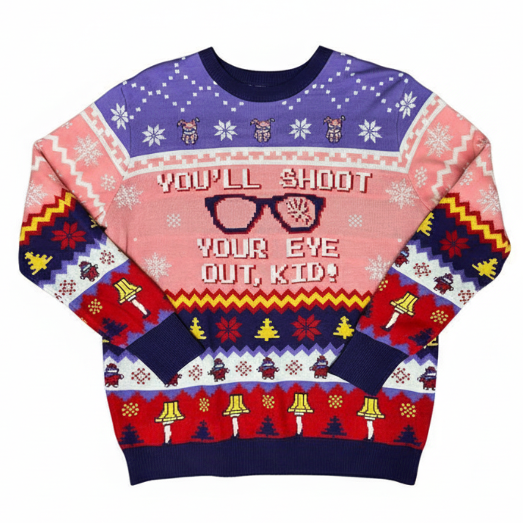 Womens Funny Christmas Green Elf Knitted Sweater 