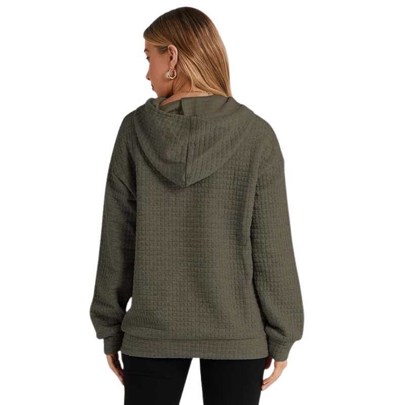 Womens Hoodies Casual Long Sleeve Drawstring Waffle Pullover Tops Loose Hooded Sweatshirt With Pocket