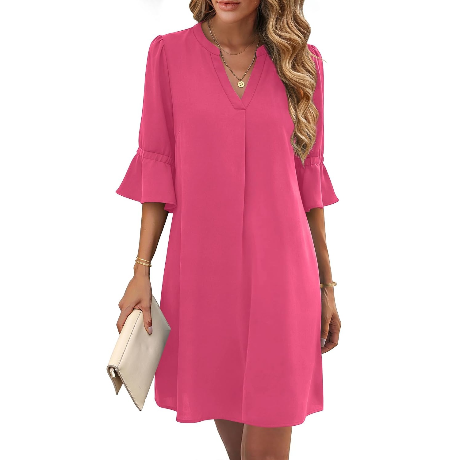 Loose Ruffle Summer Sleeve Dress With Pocket For Women
