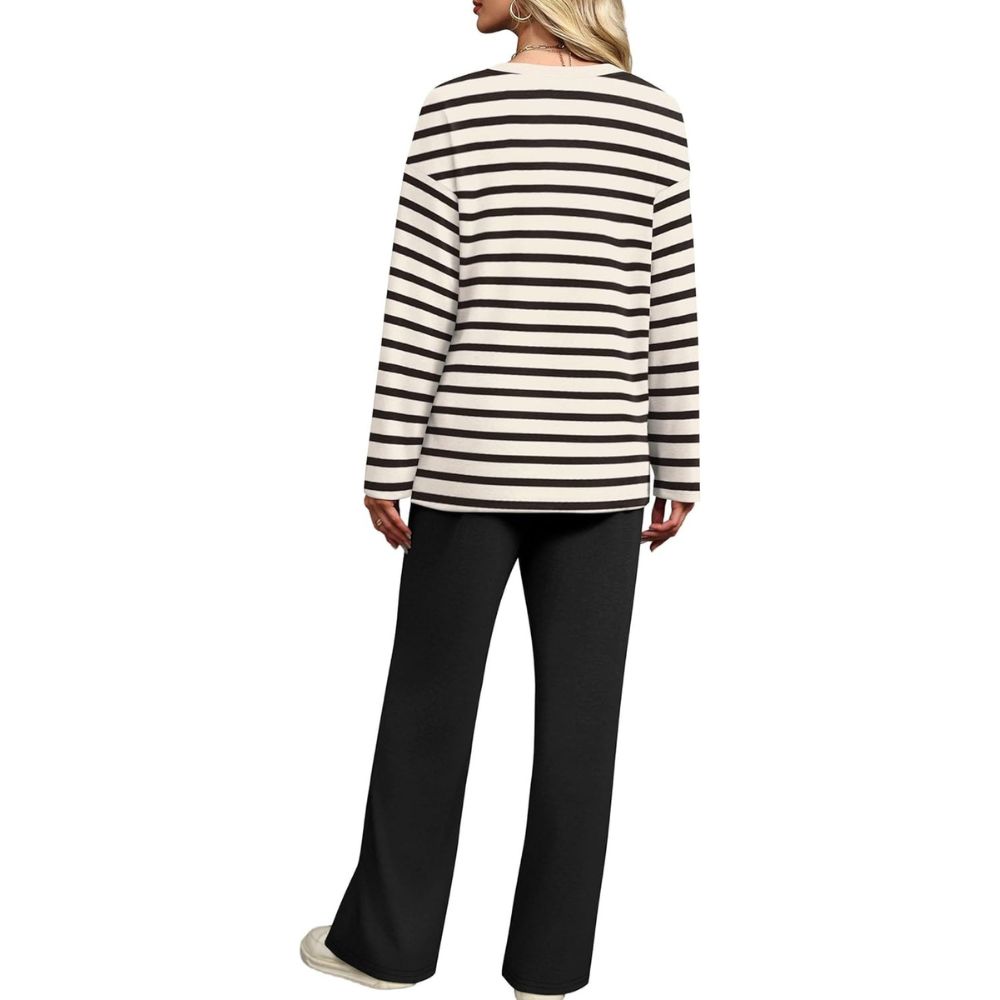 Lounge Sets for Women 2 Piece V Neck Button Matching Sweatsuit Loungewear