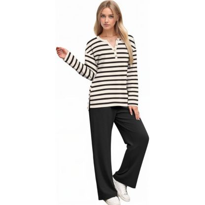 Lounge Sets for Women 2 Piece V Neck Button Matching Sweatsuit Loungewear