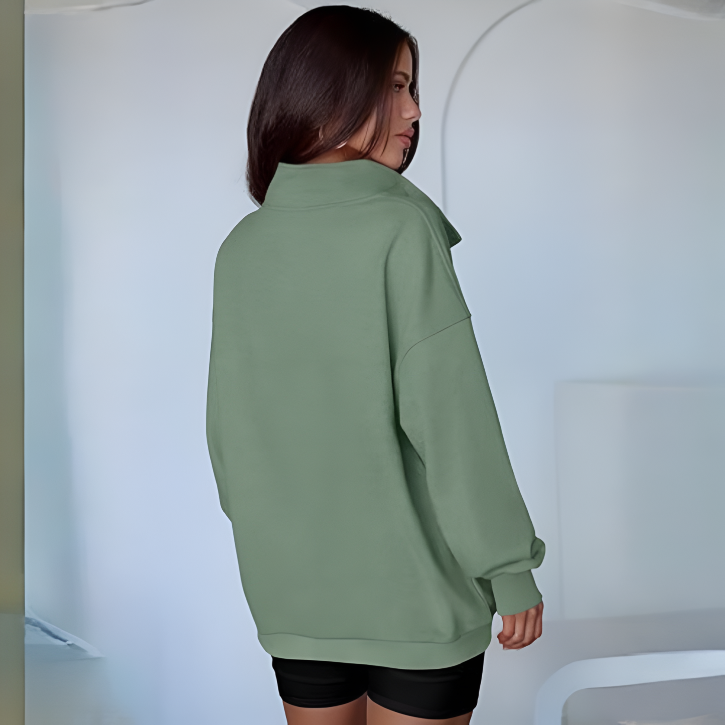 Casual Oversized Sweatshirt With Button Design For Women