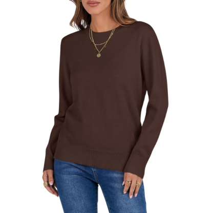 Women Long Sleeve Lightweight Crewneck Soft Basic Knit Loose Fit Pullover Top 2025 Fall Trendy Outfits