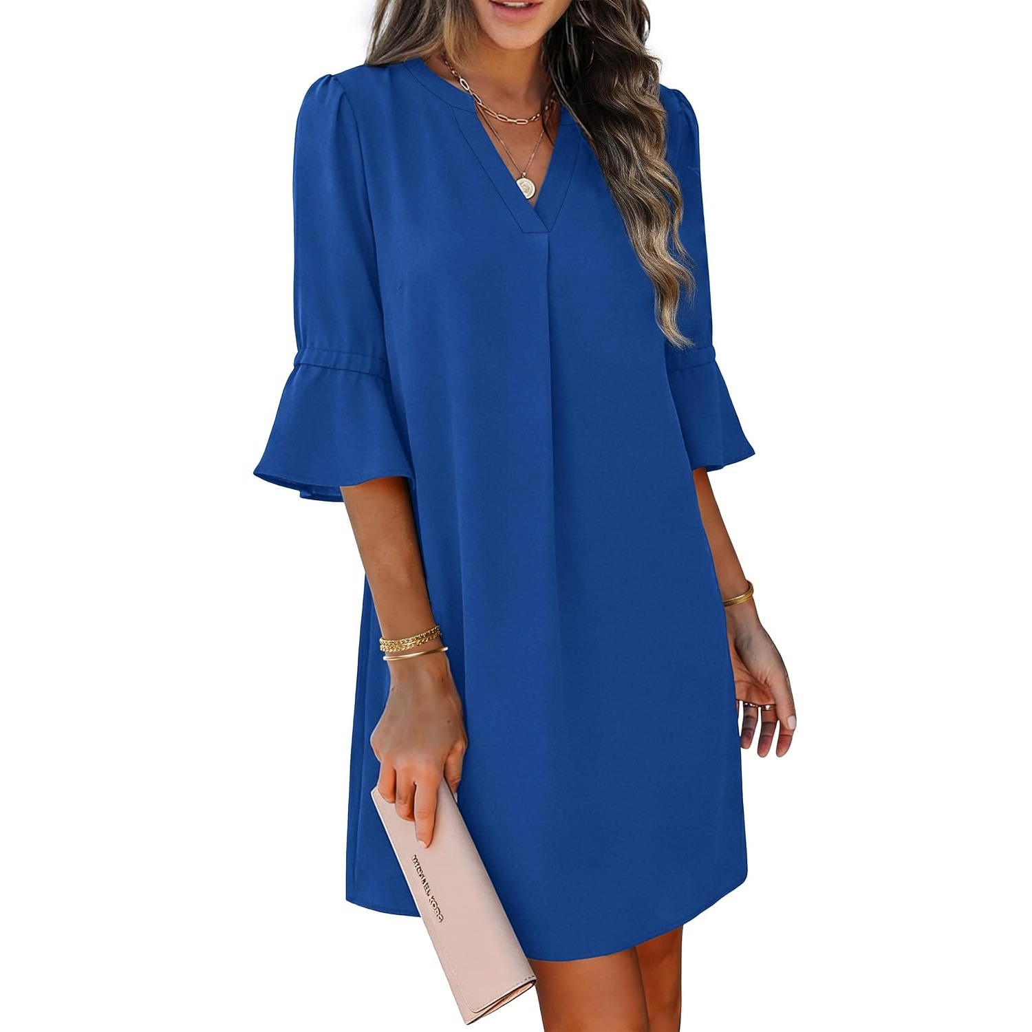 Loose Ruffle Summer Sleeve Dress With Pocket For Women