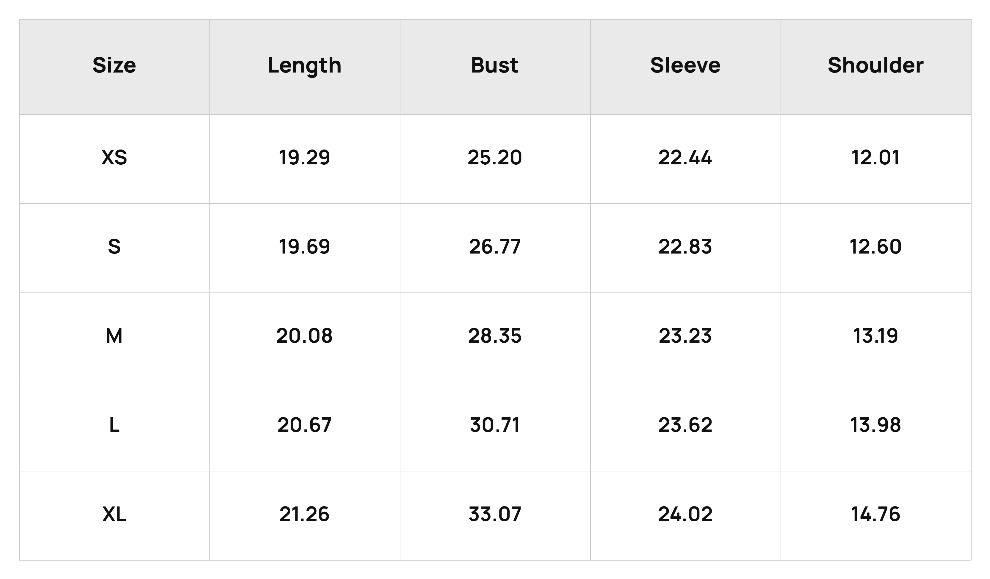 Size Chart