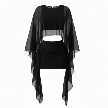 Elegant Mesh Cape Mini Outfit