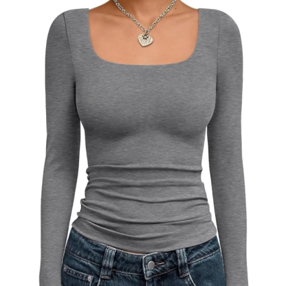 Womens Long Sleeve Shirts Crop Tops Fall Fashion