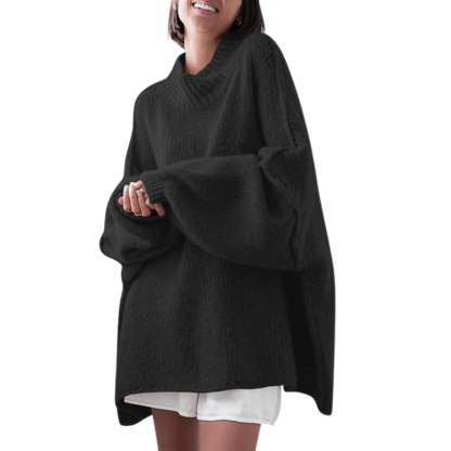 Womens Oversized Sweaters Mock Neck Batwing Long Sleeve