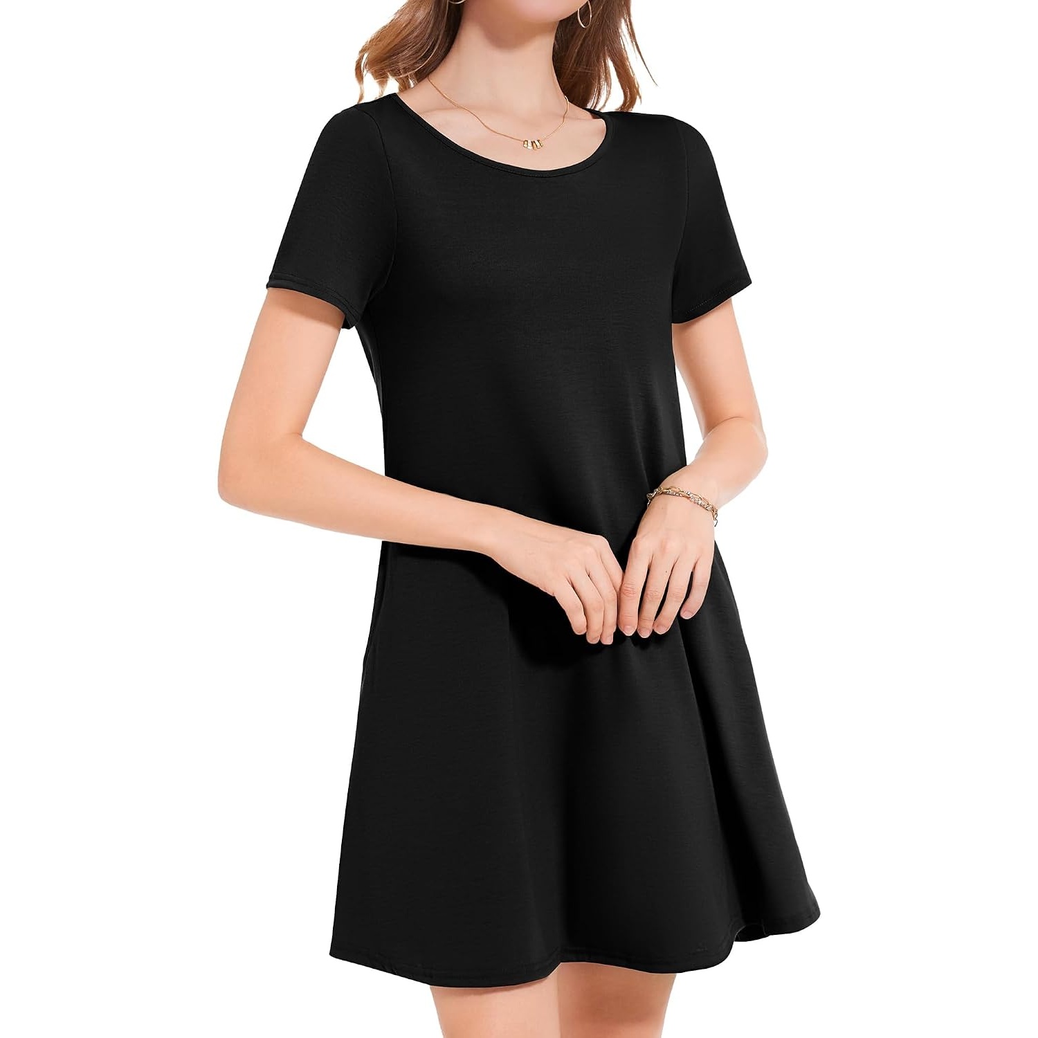 Casual Flowy Floral Dress With Short Sleeves For Women