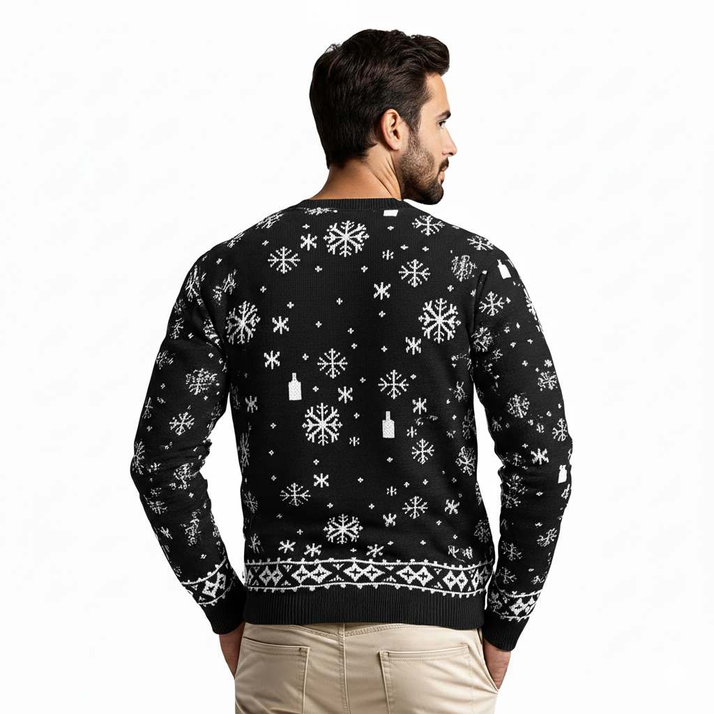Mens Funny Christmas Sweater Santa Snowflake Pullover