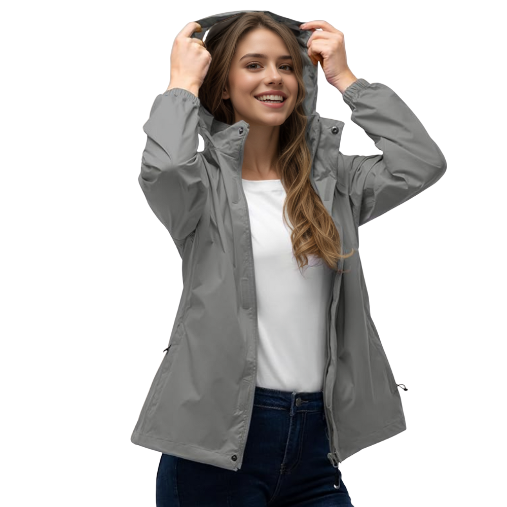 Women Waterproof Packable Rain Jacket with Hood for Travel