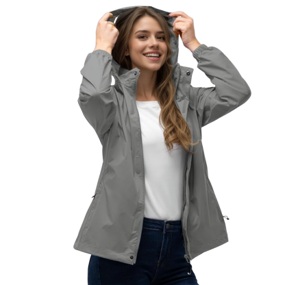 Women Waterproof Packable Rain Jacket with Hood for Travel