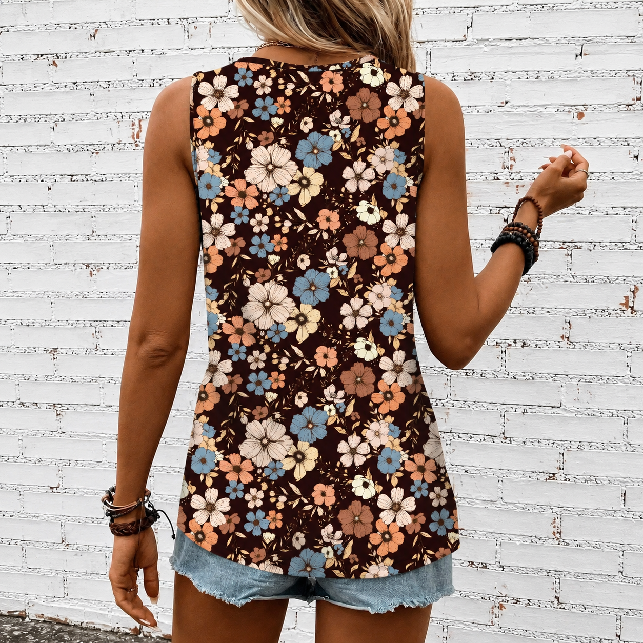 Casual Retro Round Tank Top For Women