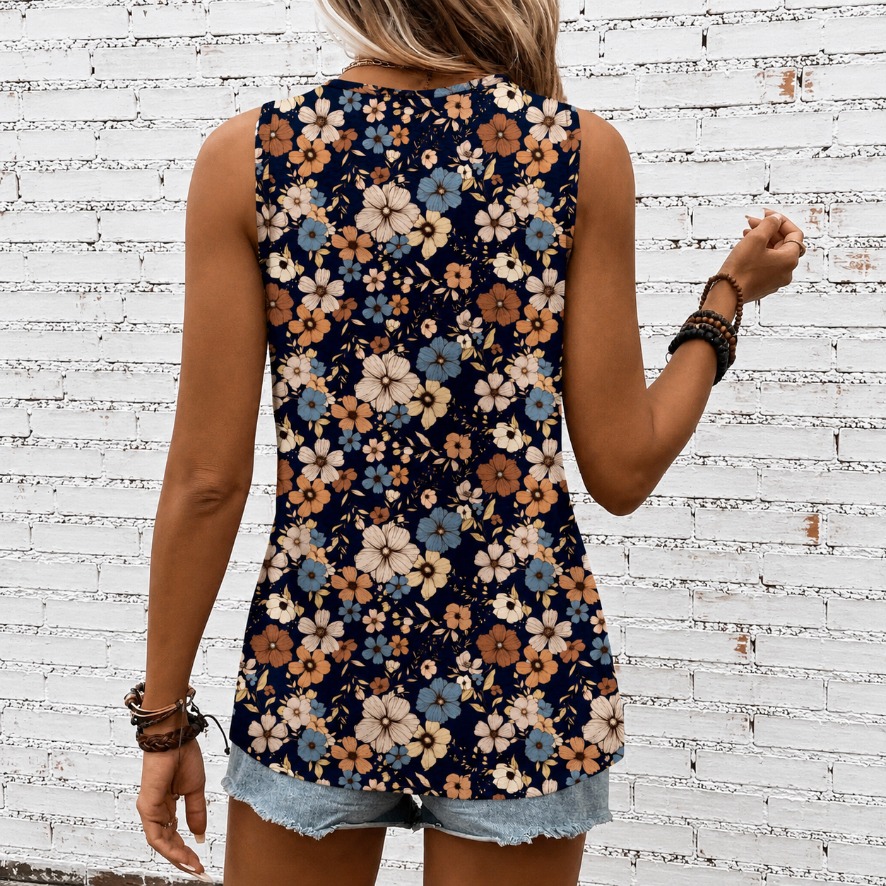Casual Retro Round Tank Top For Women