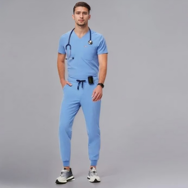 Comfortable Scrub Set For Men With Three Pocket Top And Jogger Pants