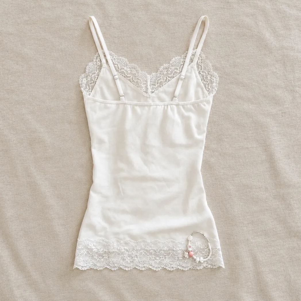 Casual Slim Fit Contrast Lace Camisole For Women