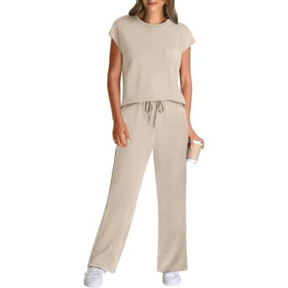 Two Piece Lounge Sets For Women With Cap Sleeve Top And Matching Pants