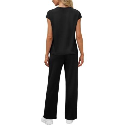 Two Piece Lounge Sets For Women With Cap Sleeve Top And Matching Pants