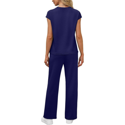 Two Piece Lounge Sets For Women With Cap Sleeve Top And Matching Pants