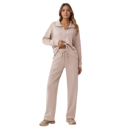 Two Piece Half Zip Sweatsuit With Loose Fit Outfit For Women