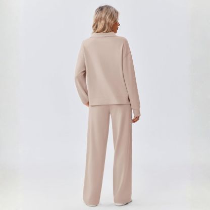 2 Piece Sets for Women 1/2 Zip Sweatsuit Loose Fit Straight Leg Pants