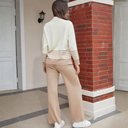 Women's Lounge Sets 2 Piece Outfits Knitted Pullover Sweater Tops Wide Leg Pants Tracksuit